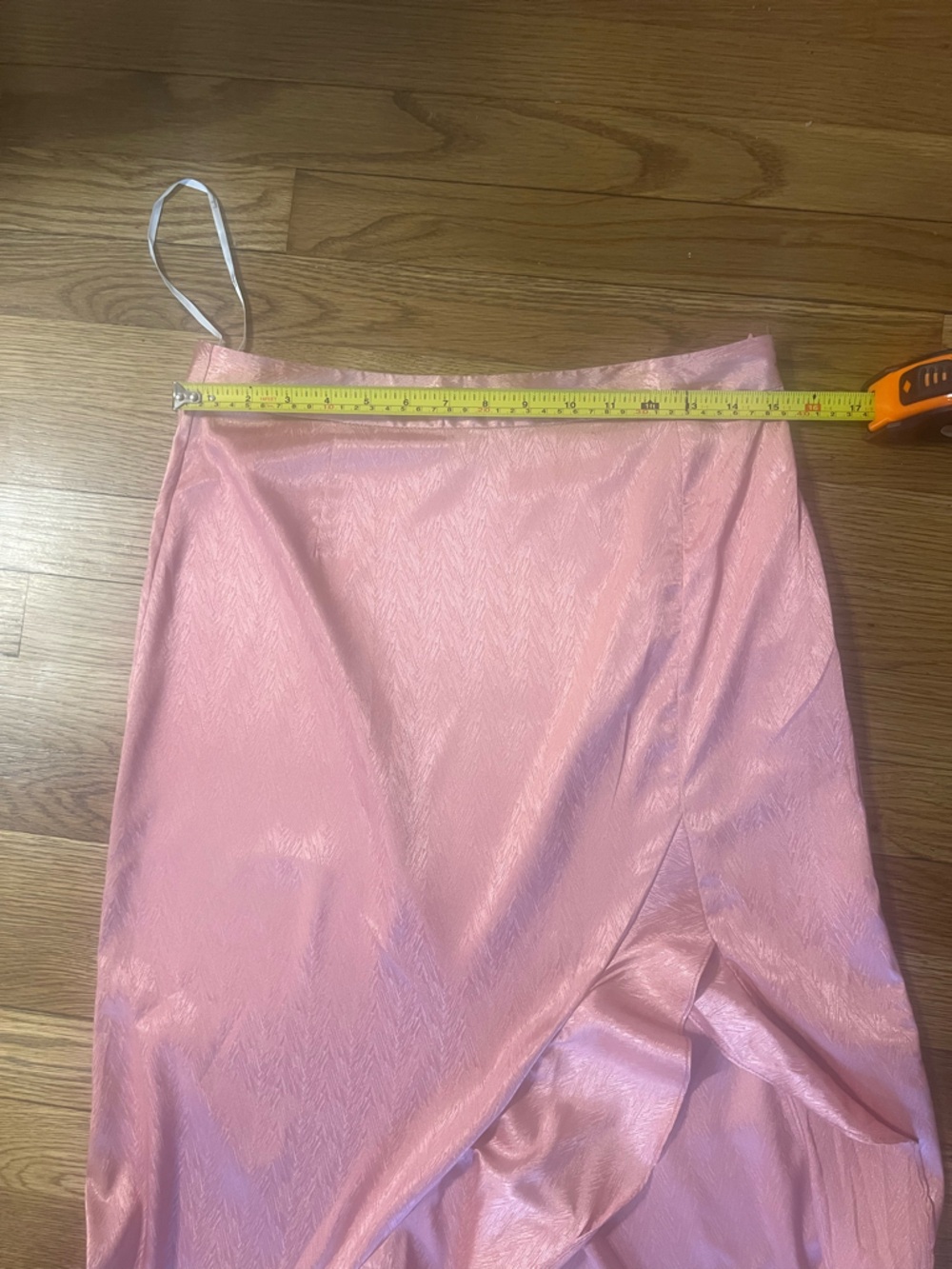 Lulu's Blush Satin High-Low Ruffle Skirt with Front Slit - Picture 11 of 16
